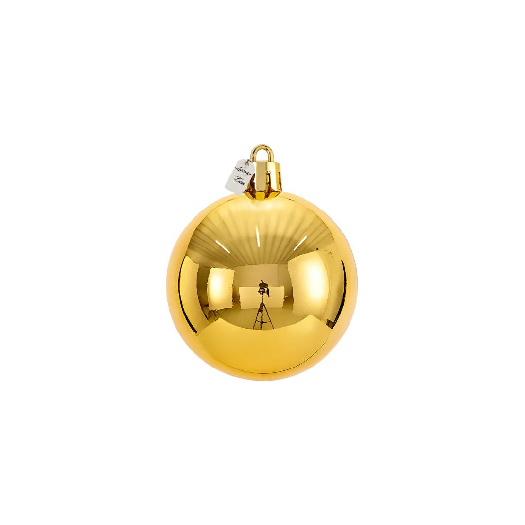 Gold Christmas Bauble Ornament – 12 cm (Glossy Shatterproof Decoration) Luxury Casa