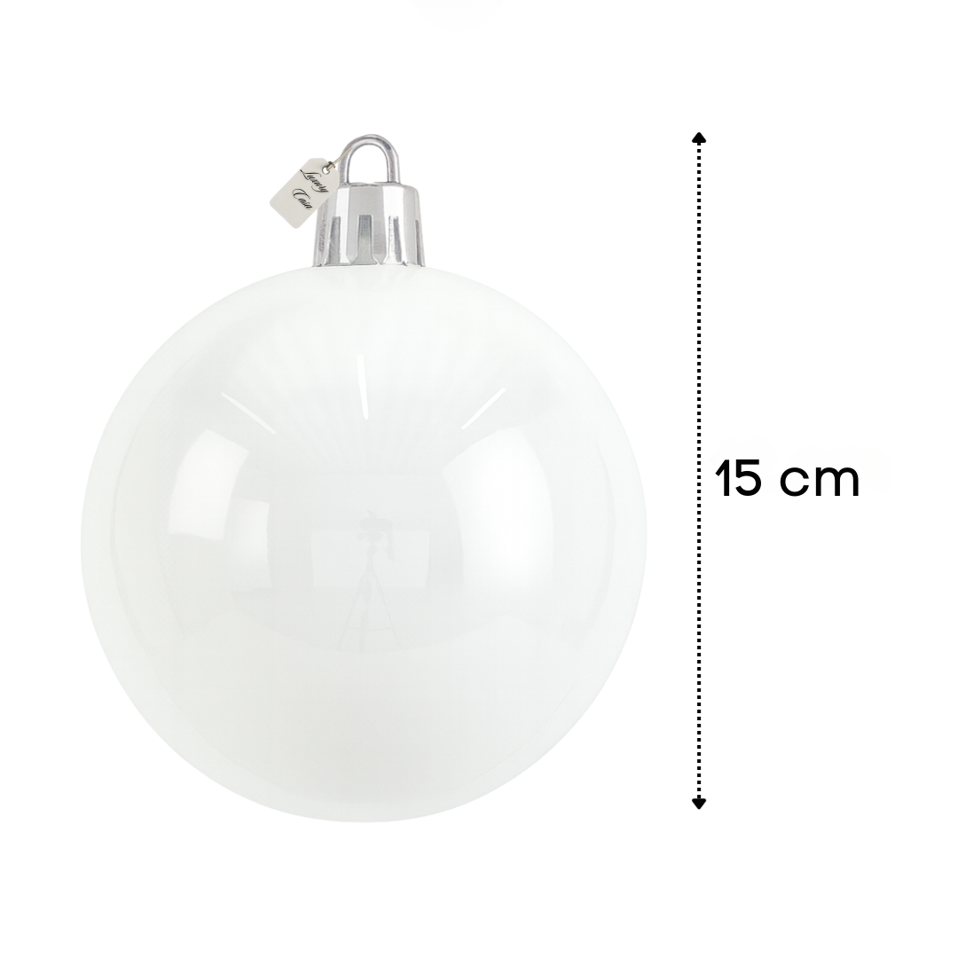 White Christmas Bauble Ornament β 15 cm (Glossy Shatterproof Decoration) Luxury Casa