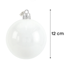 White Christmas Bauble Ornament – 12 cm (Glossy Shatterproof Decoration) Luxury Casa