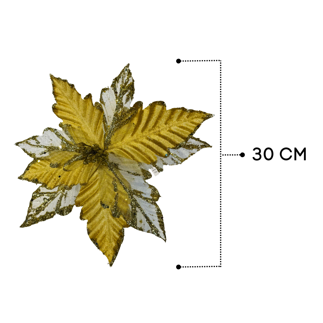 Glitter Poinsettia Flower Decoration Luxury Casa