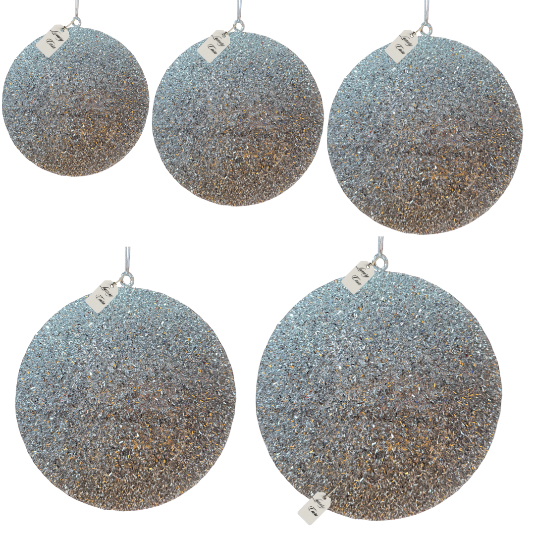 Silver Glitter Christmas Baubles Luxury Casa