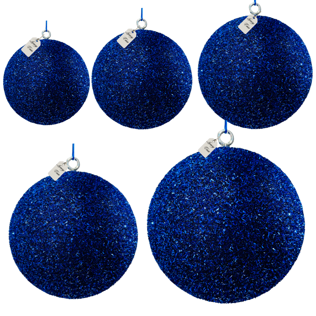 Blue Glitter Christmas Baubles Luxury Casa