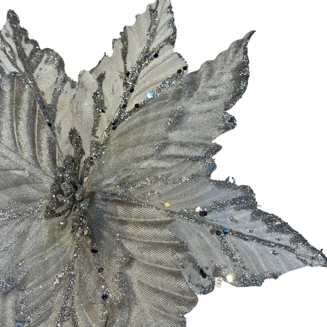 Glitter Poinsettia Flower Decoration Luxury Casa