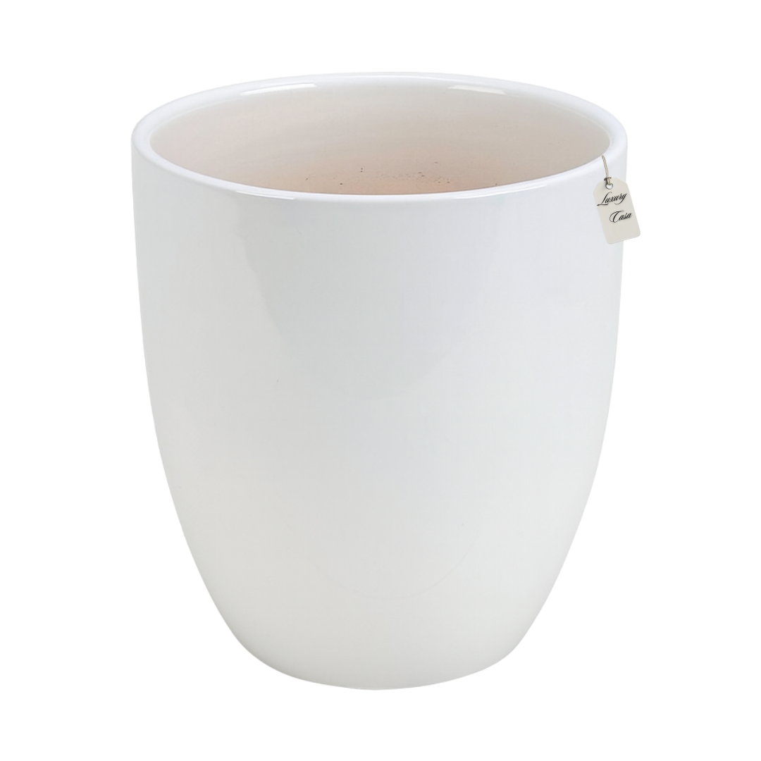 Glossy Round Planter – Modern Decorative Pot - Large Luxury Casa