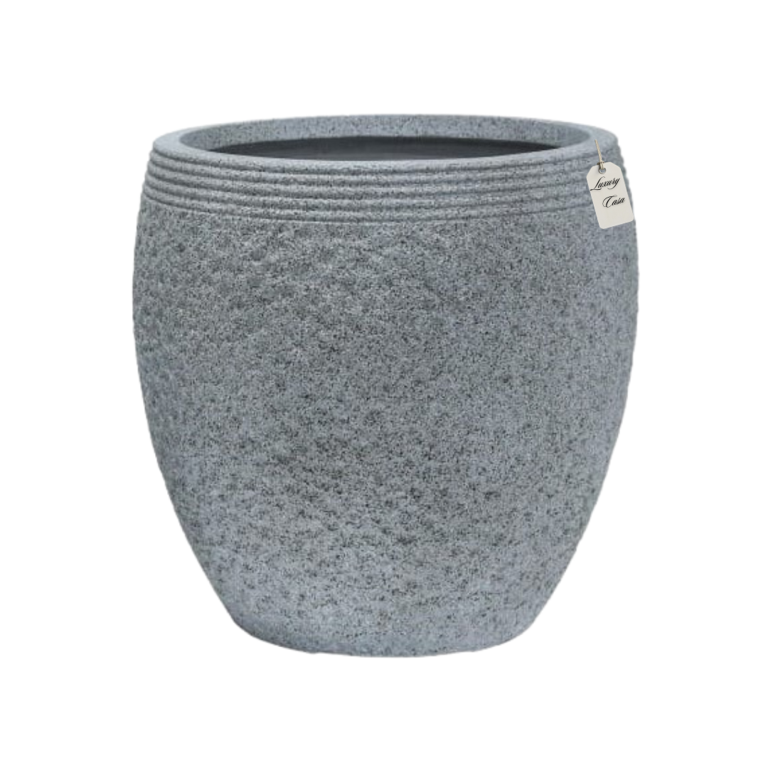 Textured Stone Ribbed Planter – Modern Decorative Pot - Medium Luxury Casa