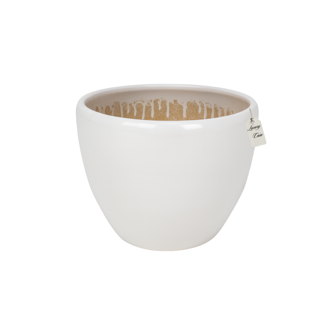 Glossy Round Planter – Modern Decorative Pot - Medium Luxury Casa