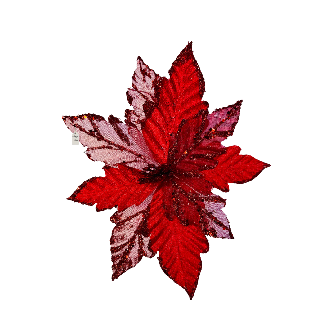 Glitter Poinsettia Flower Decoration Luxury Casa