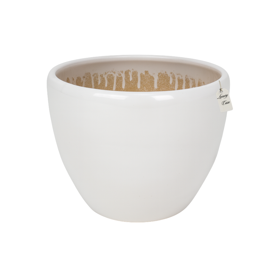 Glossy Round Planter – Modern Decorative Pot -Large Luxury Casa