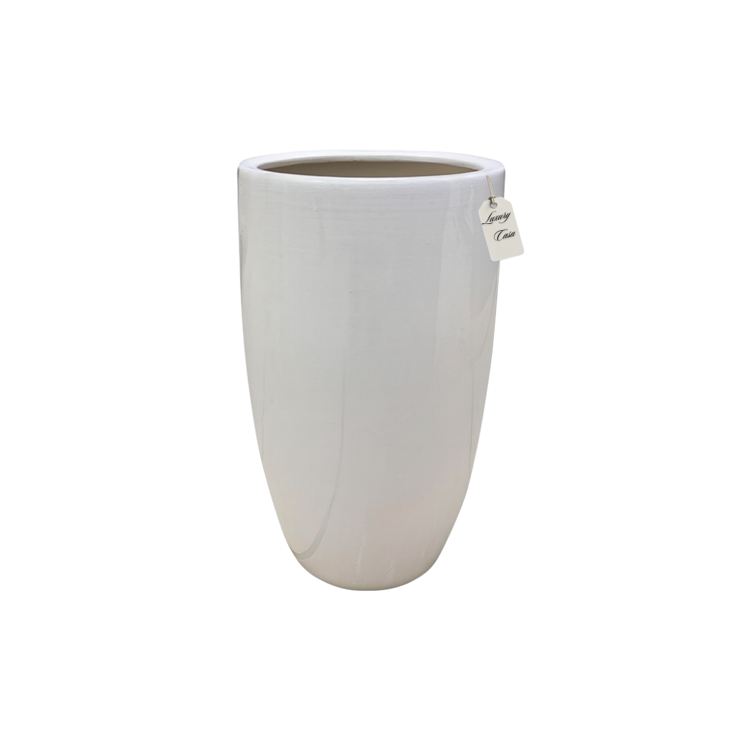 Glossy Tall Cylinder Planter – Modern Decorative Pot - Small Luxury Casa