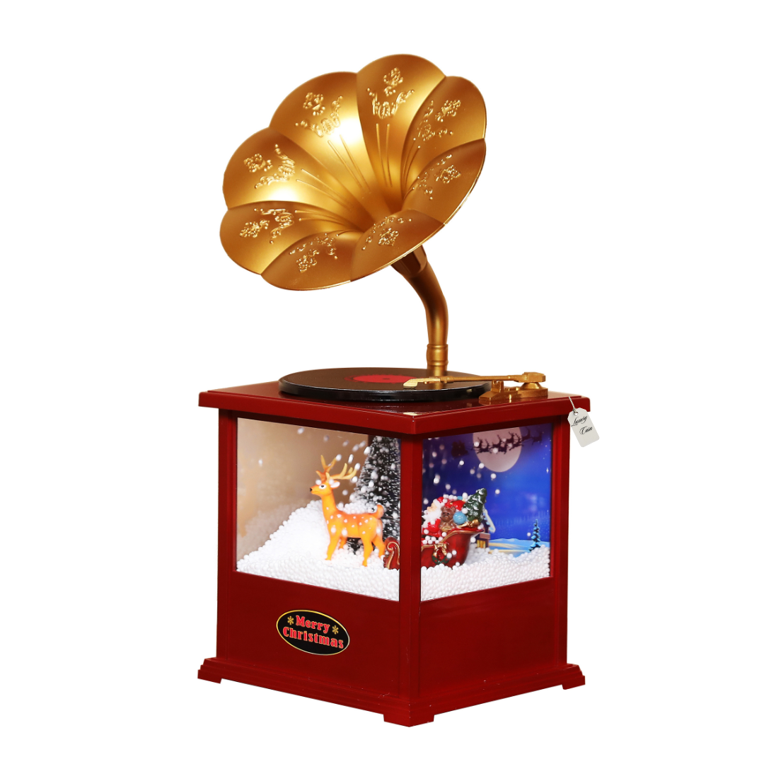Christmas Musical Gramophone with Snowfall Luxury Casa