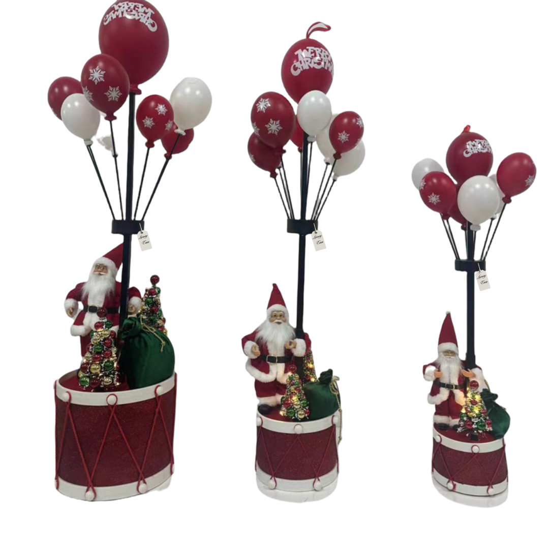Santa Claus with Balloons on Drum Christmas Décor Luxury Casa