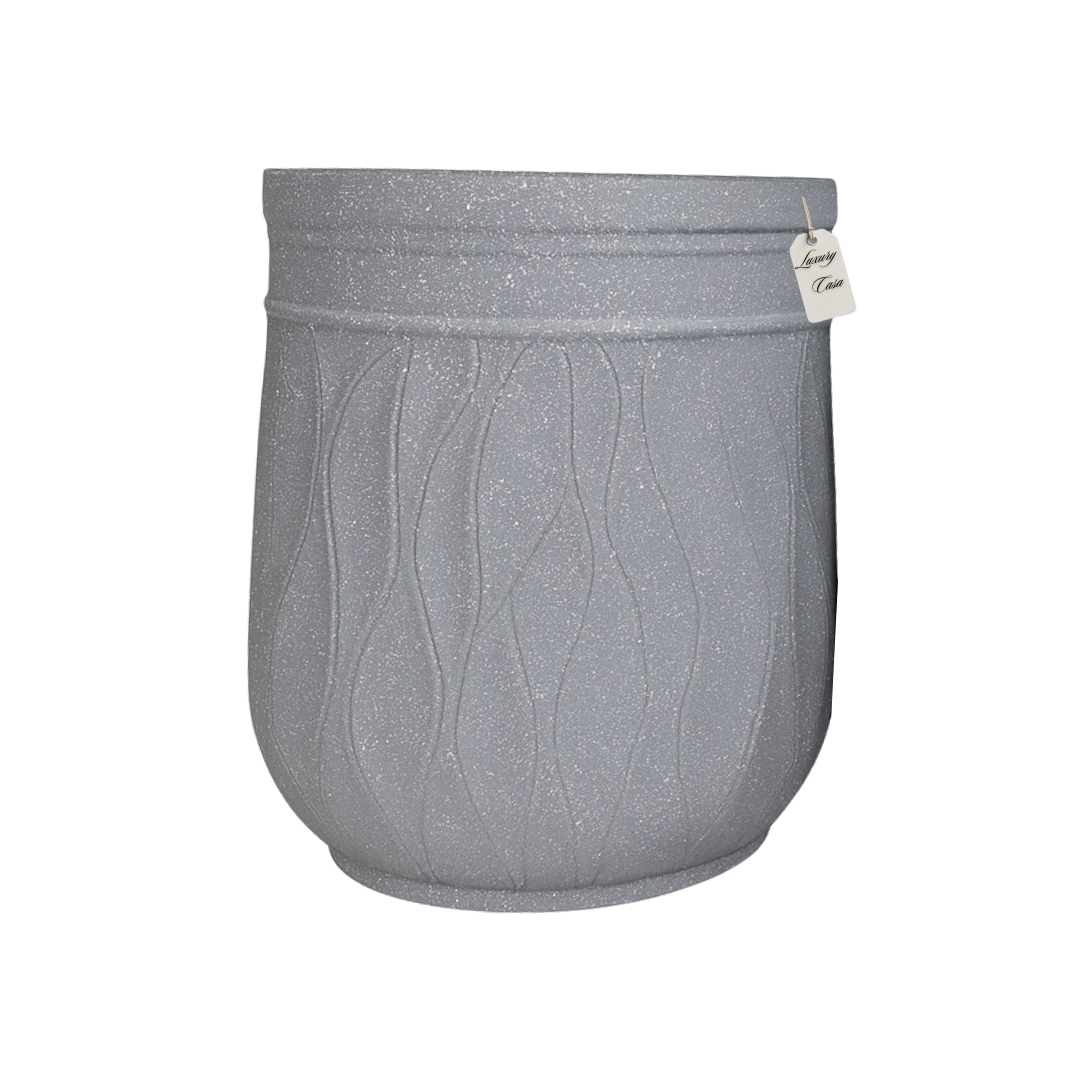 Engraved Wave Design Planter – Modern Decorative Pot - Medium Luxury Casa