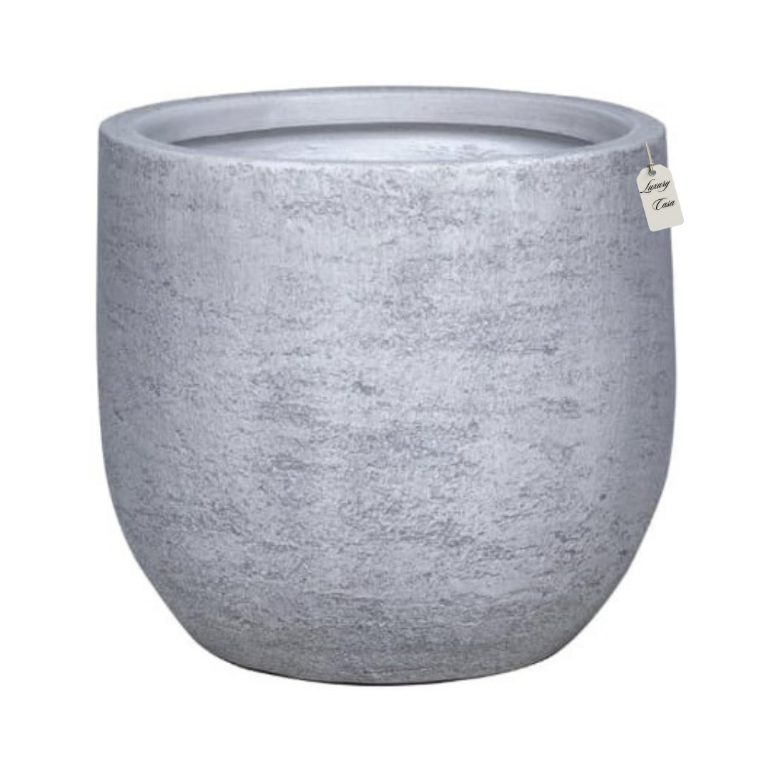 Stone Finish Round Planter – Modern Decorative Pot - Large Luxury Casa
