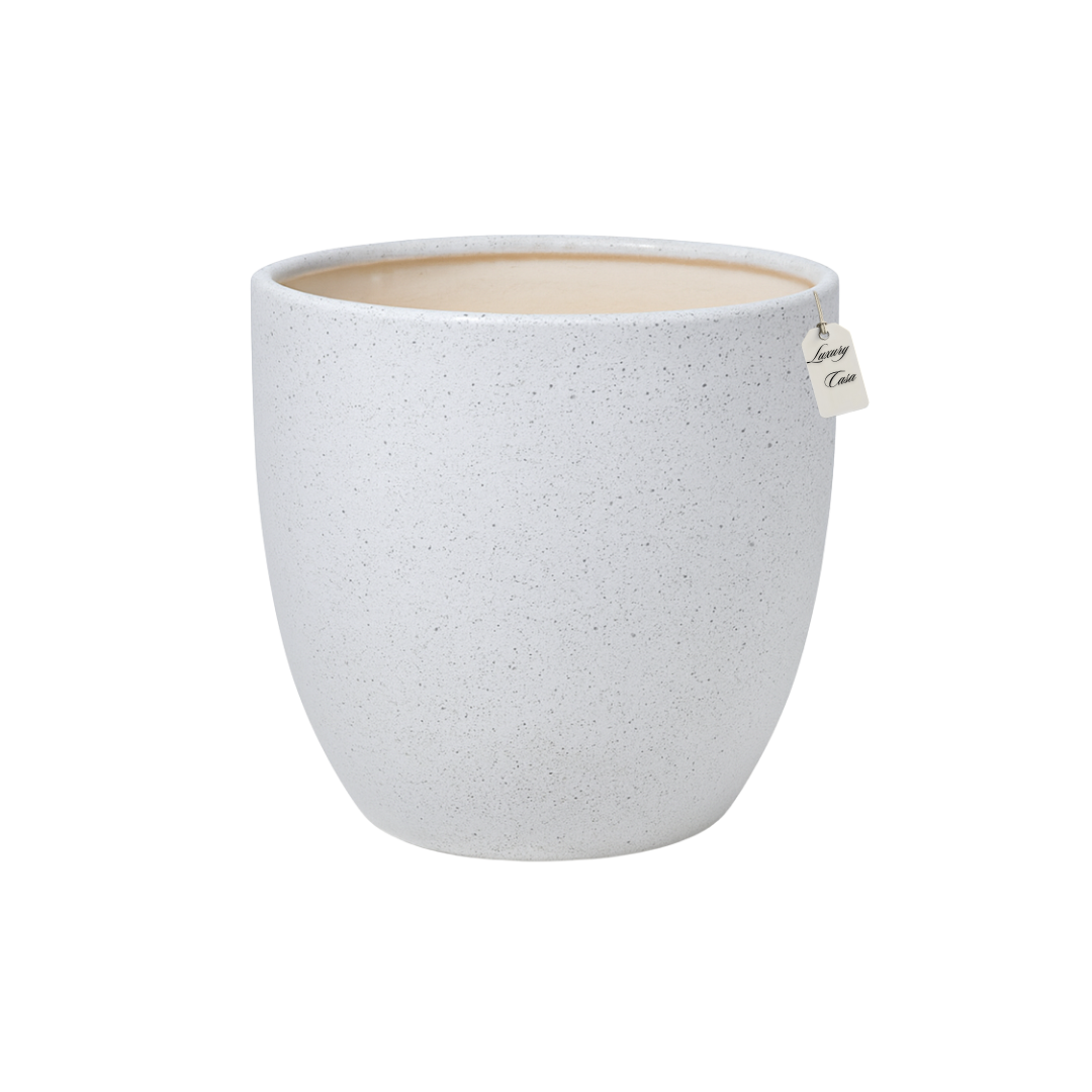 Speckled Stone Round Planter – Modern Decorative Pot - Medium Luxury Casa