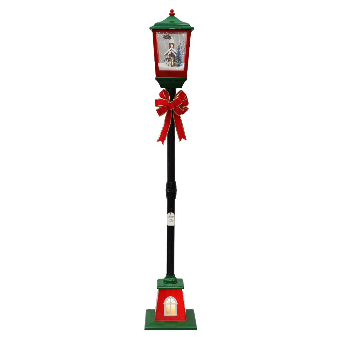 Christmas Musical Green & Black Lamp Post with Snowfall Luxury Casa