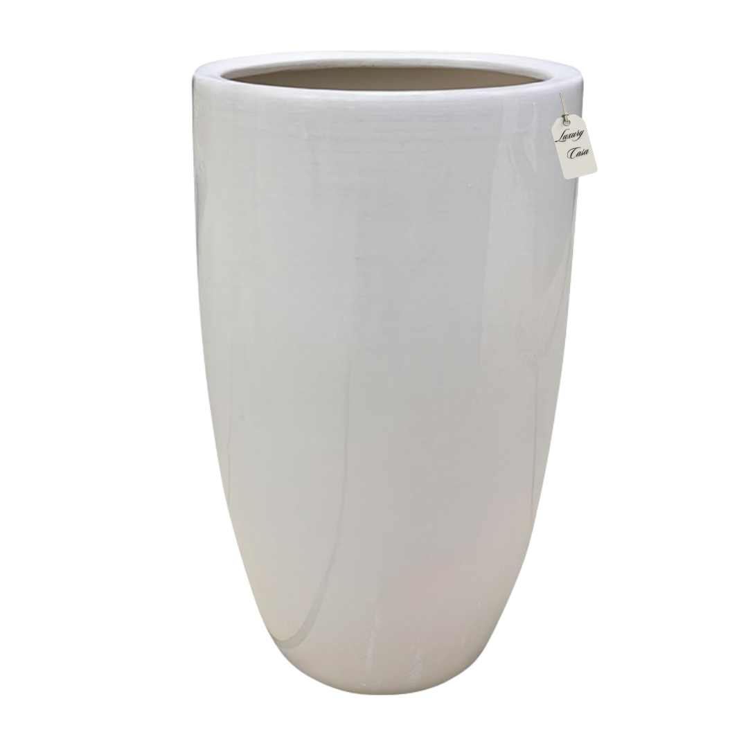 Glossy Tall Cylinder Planter – Modern Decorative Pot - Large Luxury Casa