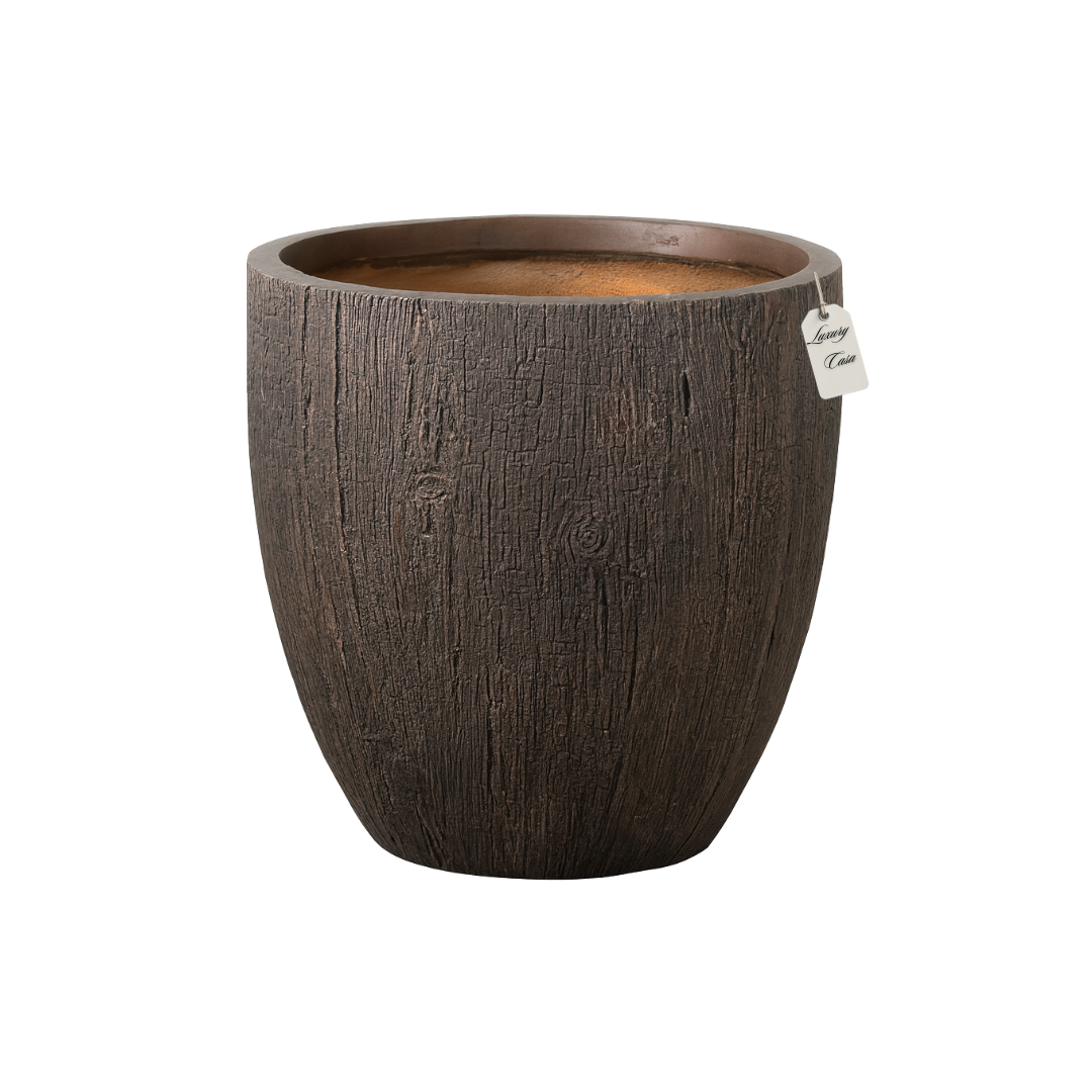 Wood Grain Textured Planter – Modern Decorative Pot - Small Luxury Casa