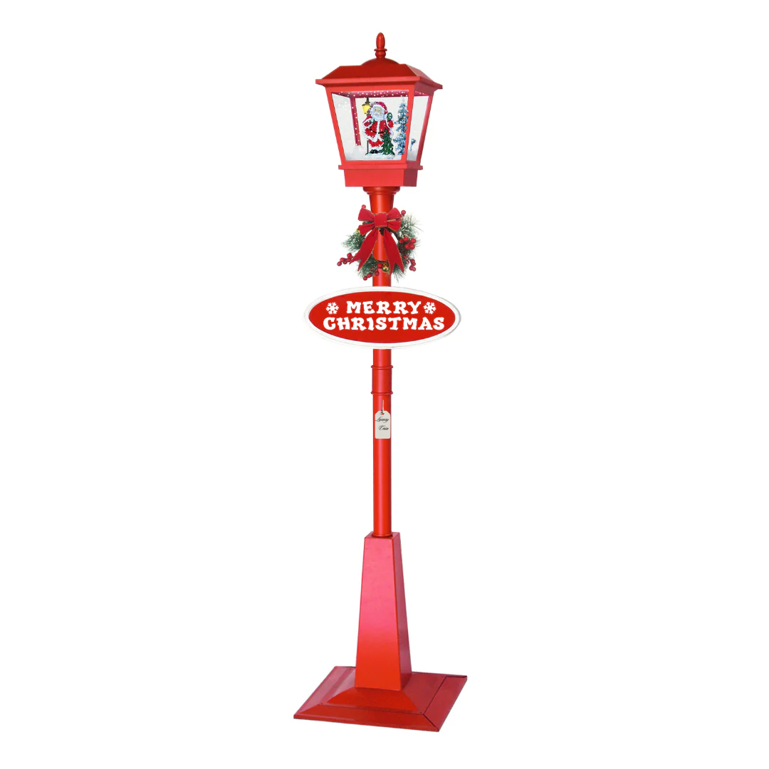 Christmas Lamp Post with Lantern & Snow Scene Luxury Casa
