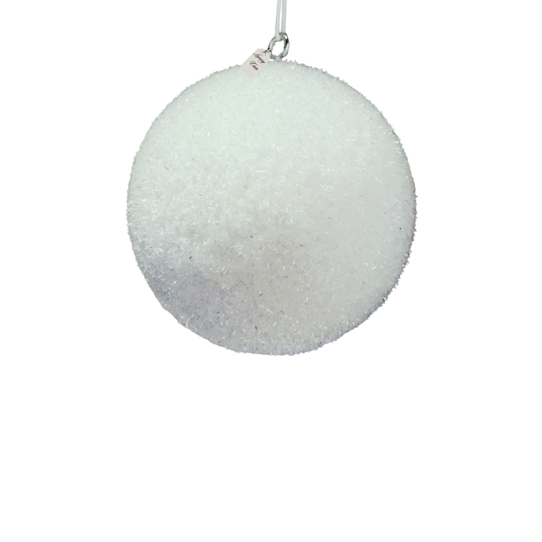 White Glitter Christmas Baubles Luxury Casa