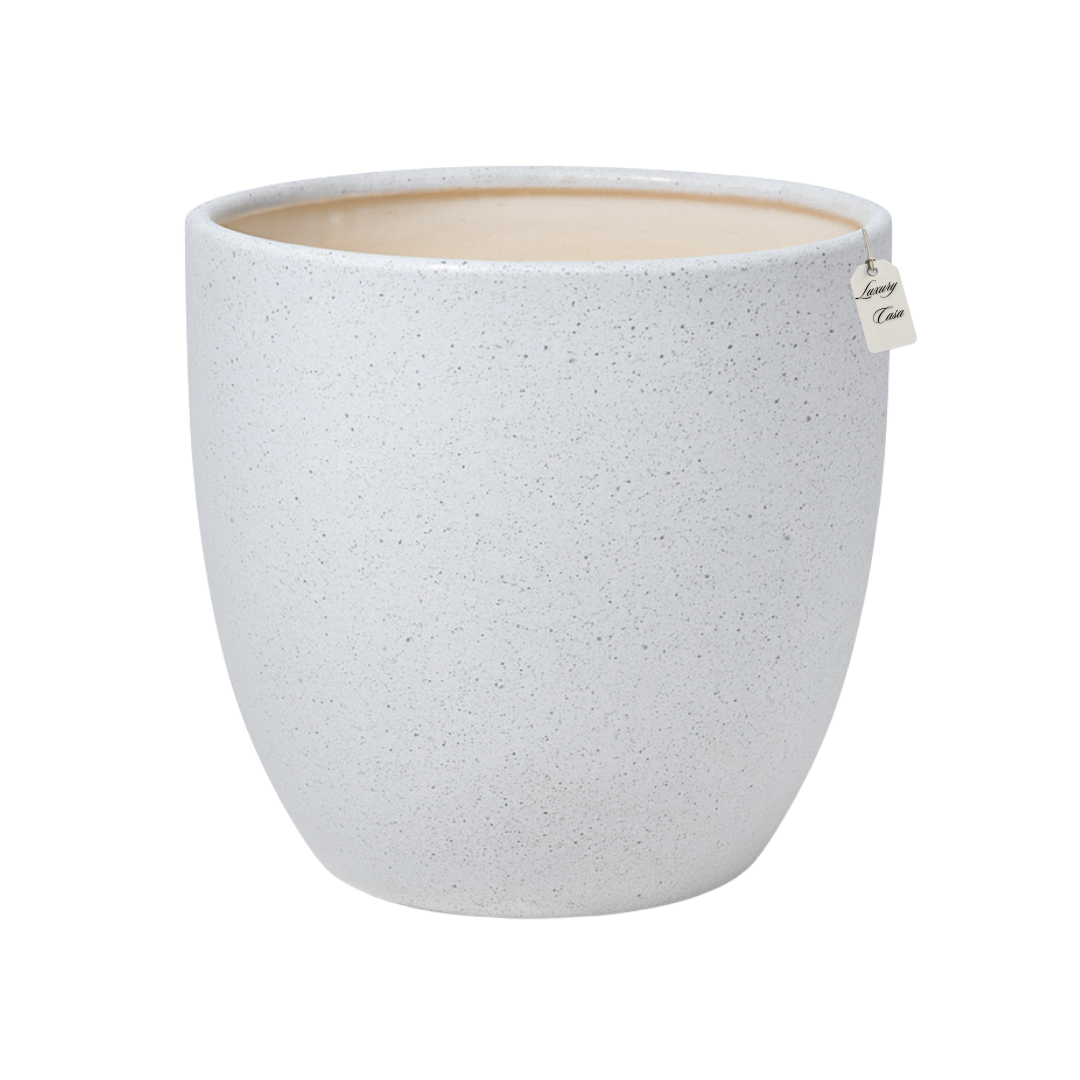 Speckled Stone Round Planter – Modern Decorative Pot - Large Luxury Casa