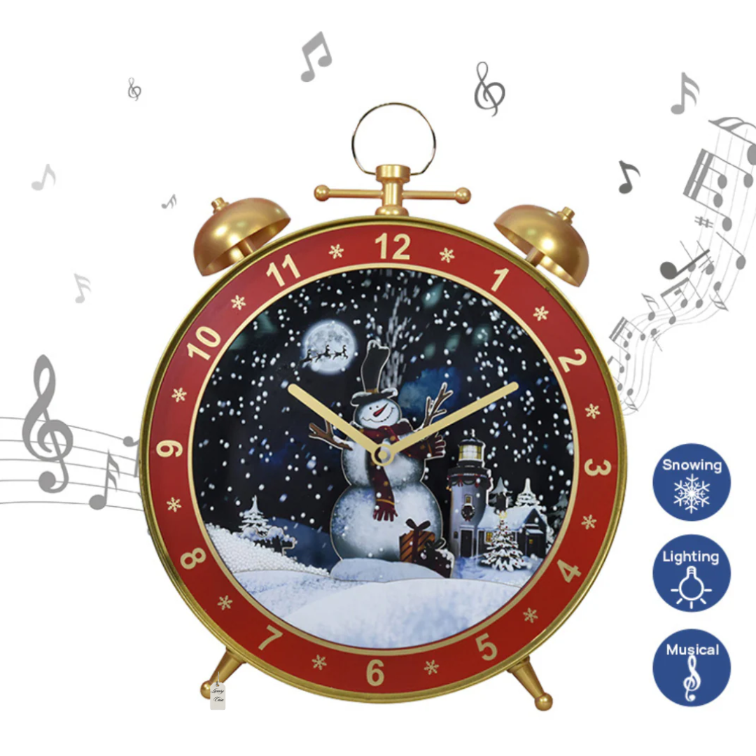 Christmas Snowing Musical Clock Decoration Luxury Casa
