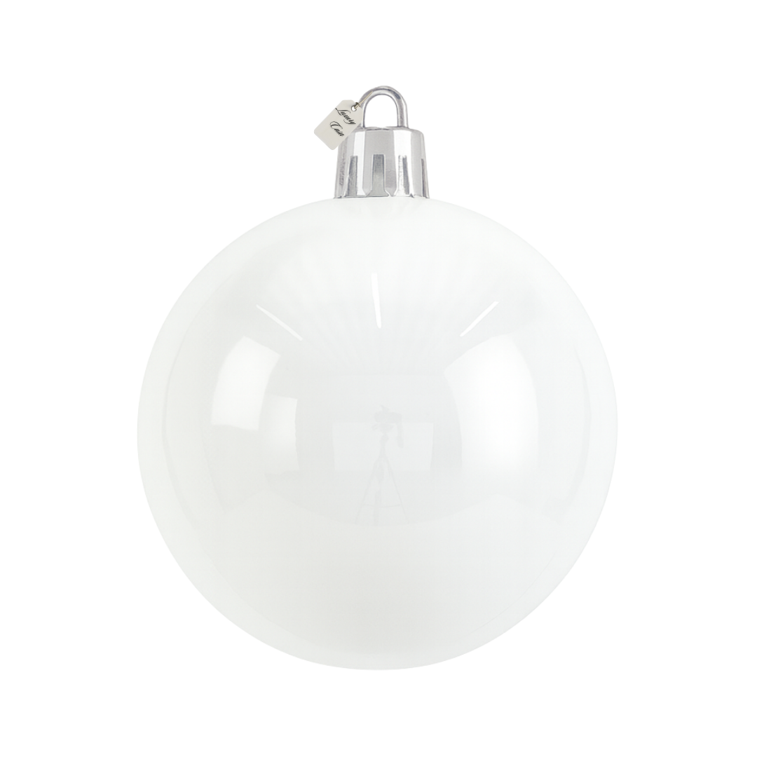 White Christmas Bauble Ornament – 25 cm (Glossy Shatterproof Decoration) Luxury Casa