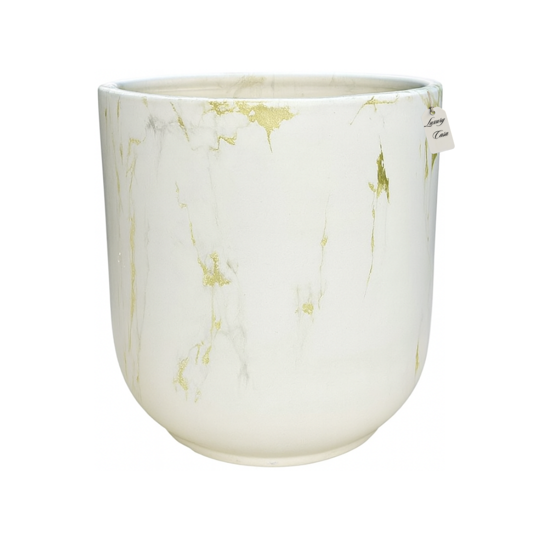 Marble Effect Planter with Gold Veins – Modern Decorative Pot - Medium Luxury Casa