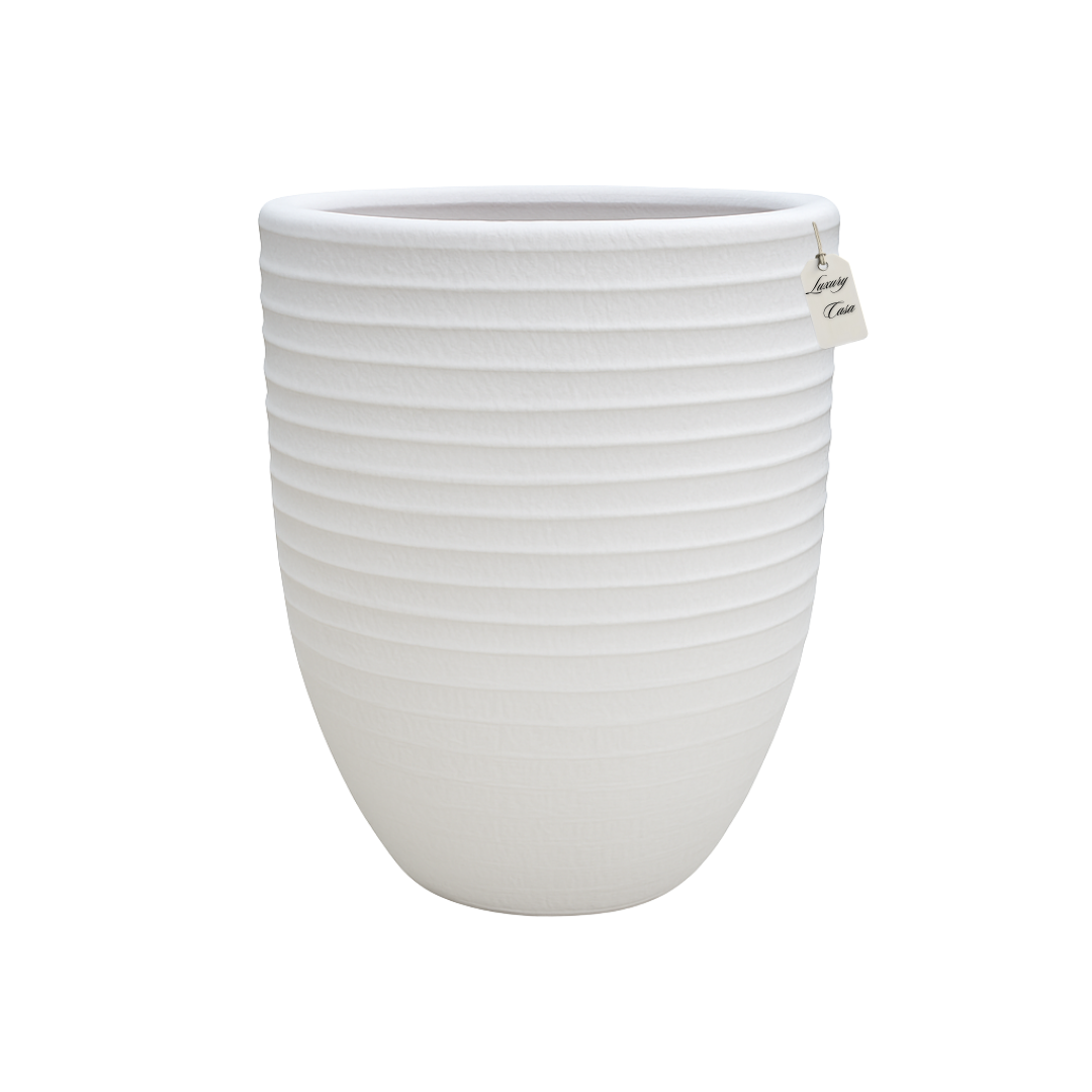 Textured Ribbed Round Planter – Modern Decorative Pot - Medium Luxury Casa