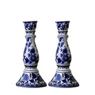 Set of 3 anttique blue & white candle holder Luxury Casa