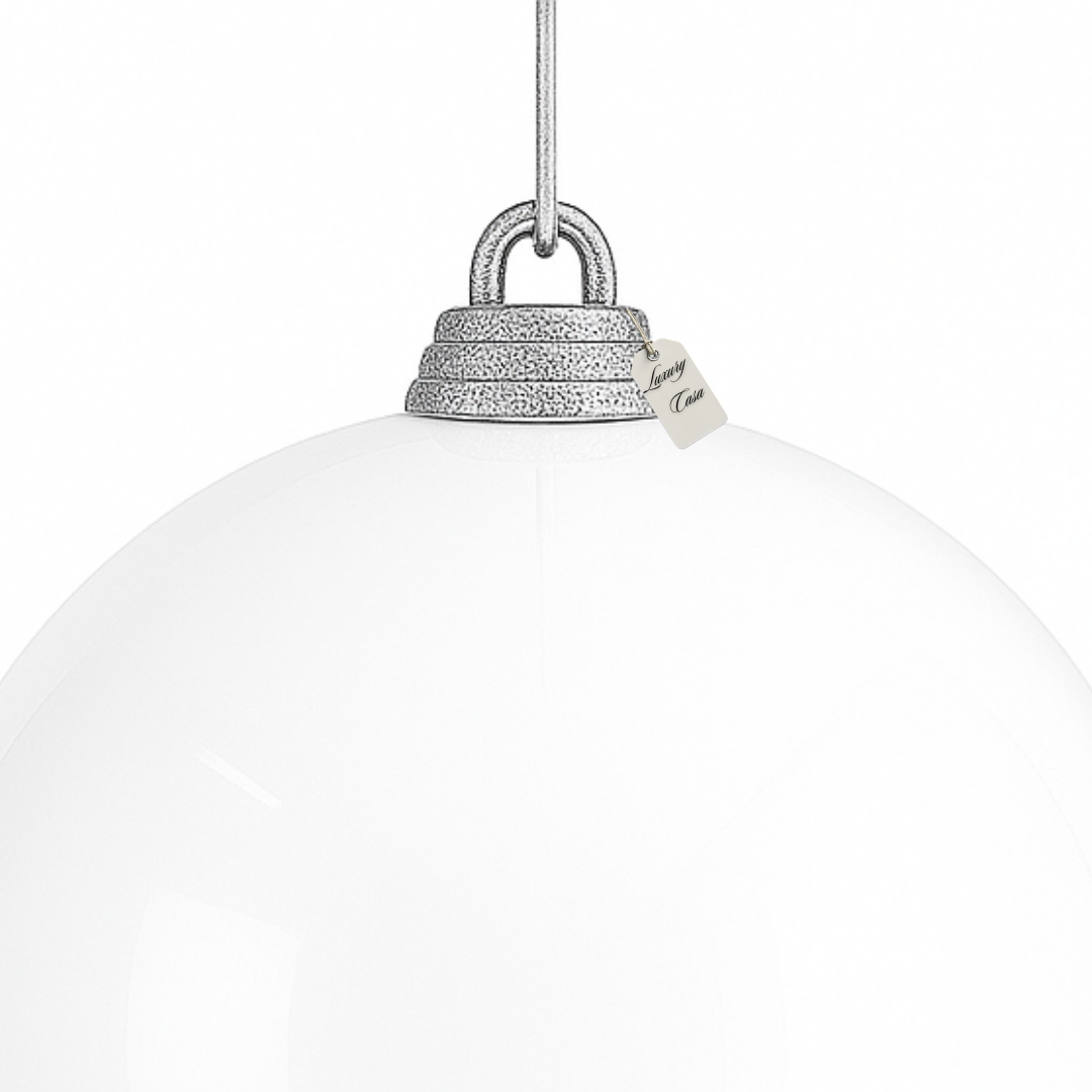 White Christmas Bauble Ornament – 50 cm (Glossy Shatterproof XXL Decoration) Luxury Casa