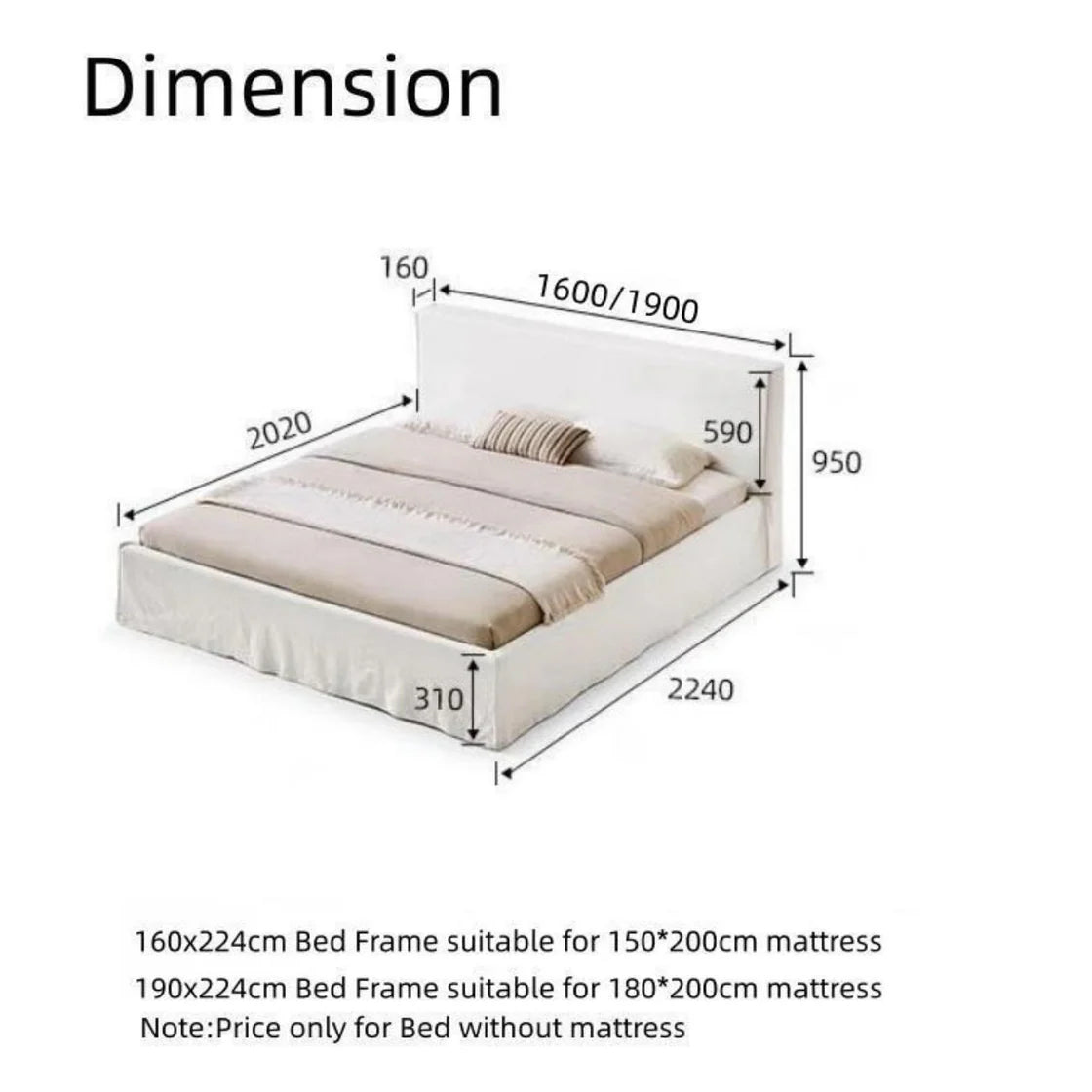 Bed Frame Modern King Queen Size for bedroom Without Mattress Luxury Casa