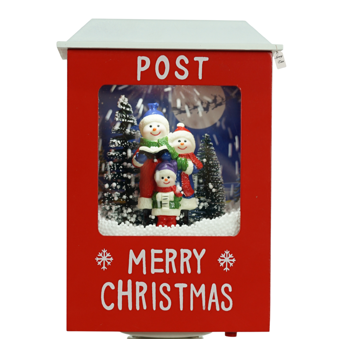 Christmas Musical Snowman Table Mailbox with Snowfall Luxury Casa