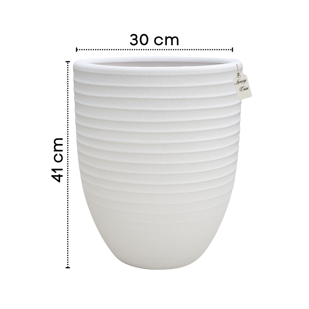 Textured Ribbed Round Planter – Modern Decorative Pot - Medium Luxury Casa