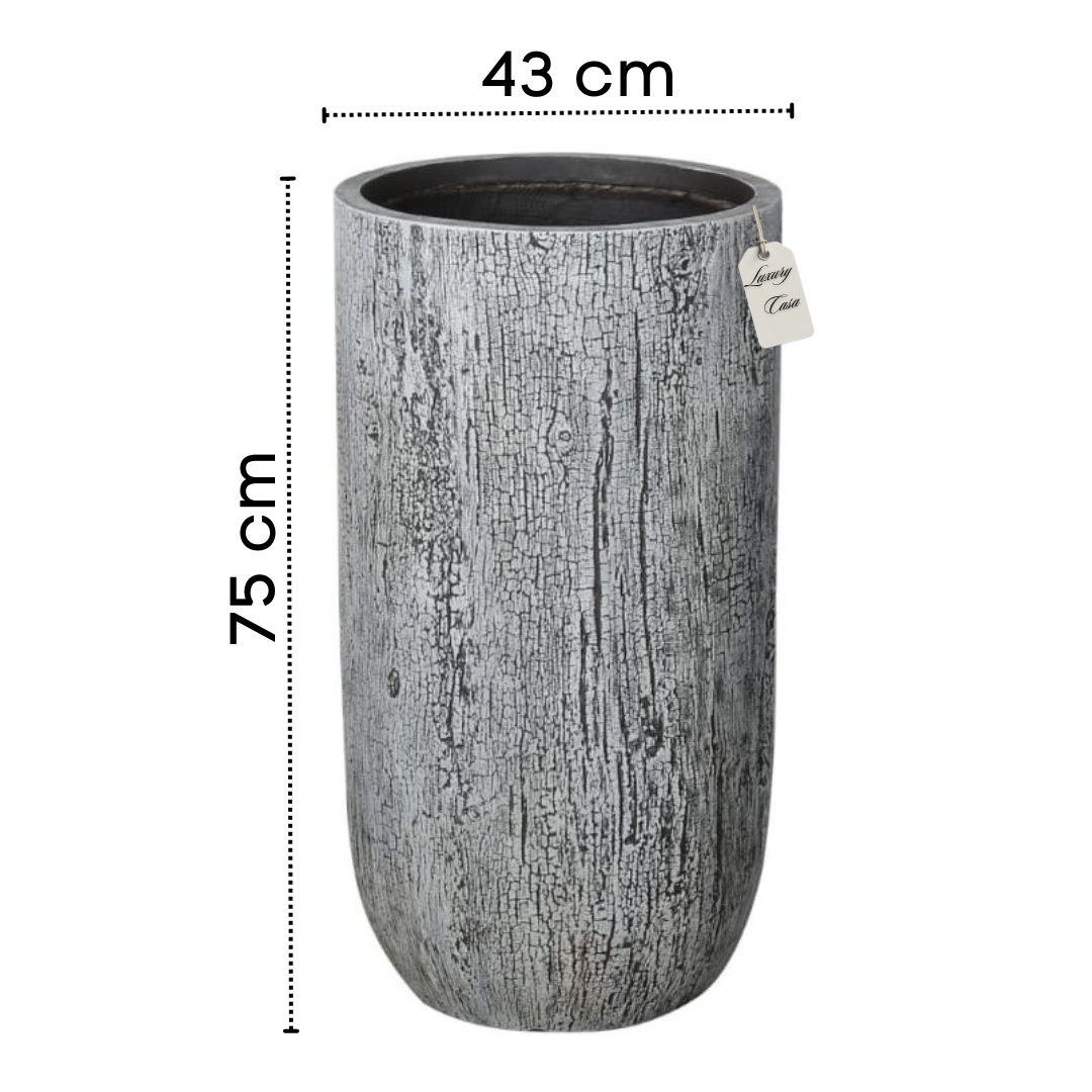Tall Wood Grain Textured Planter – Modern Decorative Pot - Large Luxury Casa
