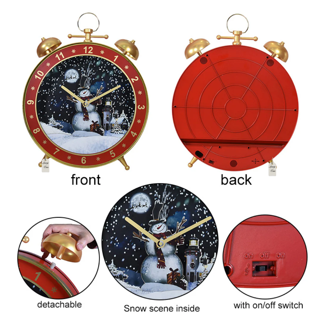 Christmas Snowing Musical Clock Decoration Luxury Casa