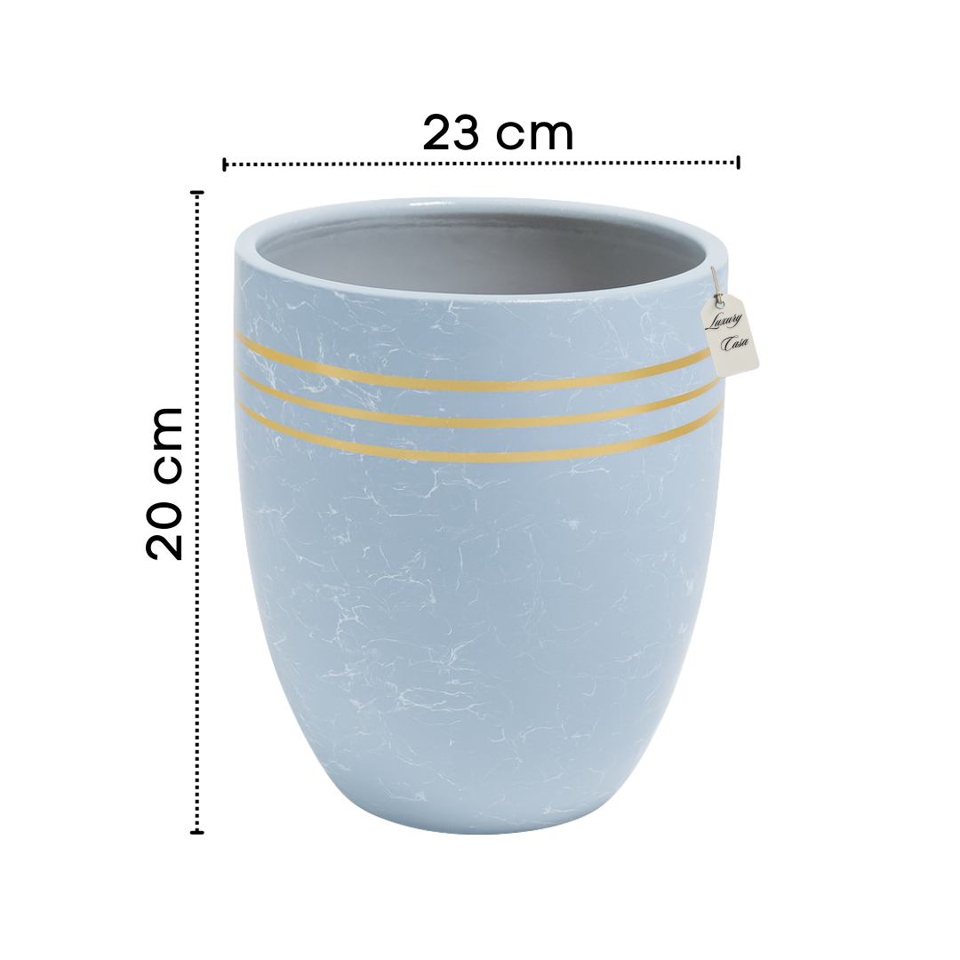 Marble Finish Planter with Gold Accents – Modern Decorative Pot - Small Luxury Casa