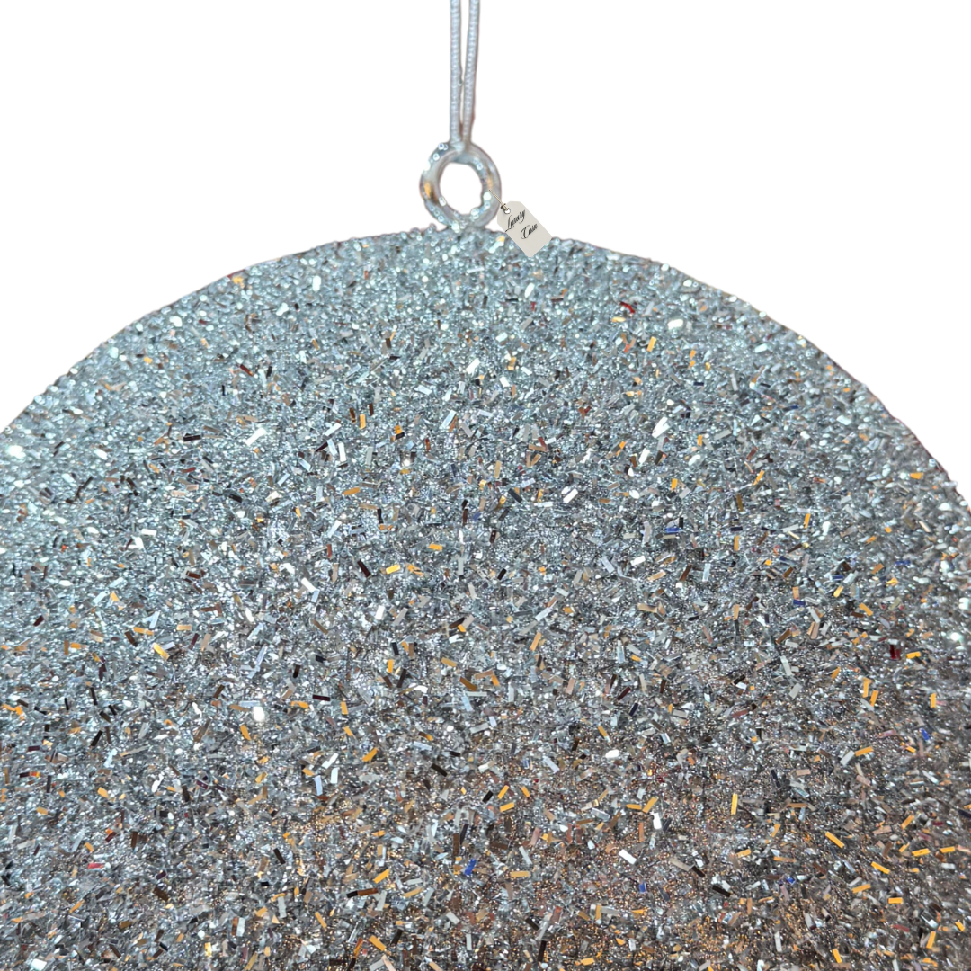 Silver Glitter Christmas Baubles Luxury Casa