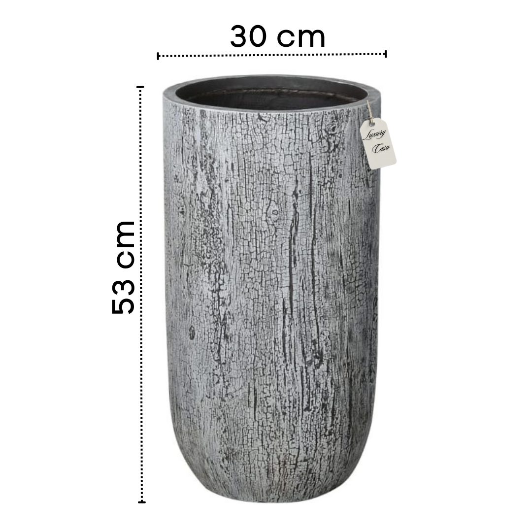 Tall Wood Grain Textured Planter – Modern Decorative Pot - Small Luxury Casa