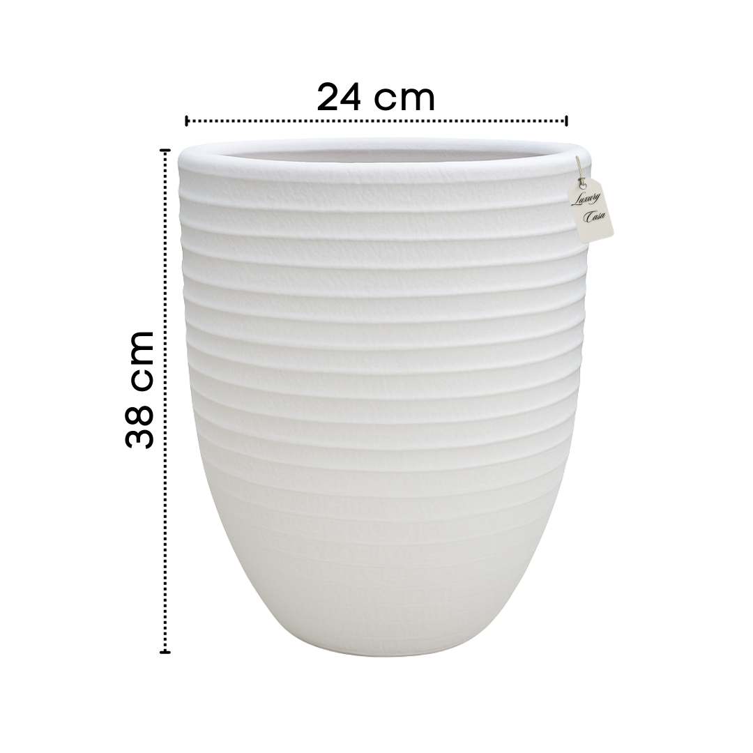 Textured Ribbed Round Planter – Modern Decorative Pot - Small Luxury Casa