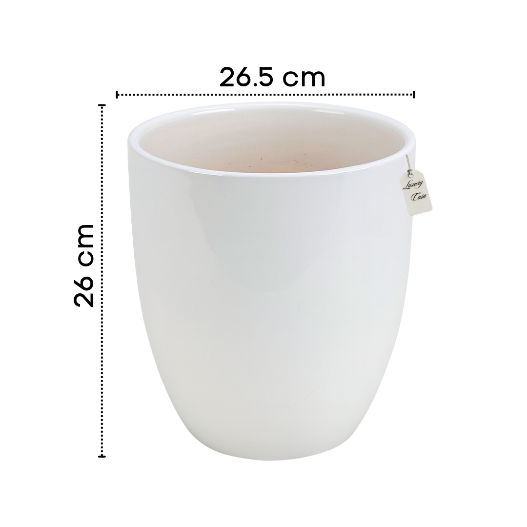 Glossy Round Planter – Modern Decorative Pot - Medium Luxury Casa