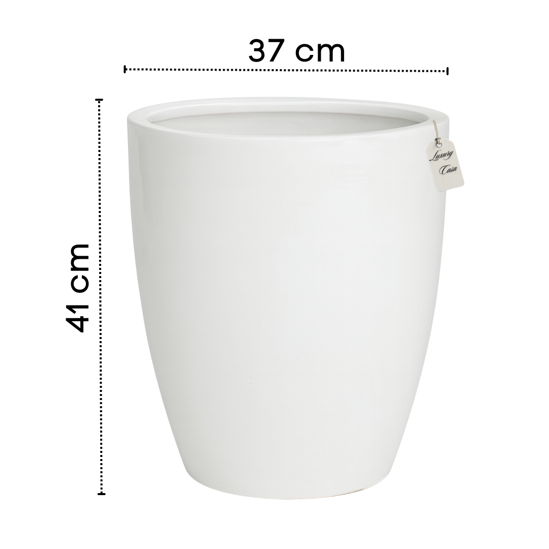 Glossy Tapered Round Planter – Modern Decorative Pot - Large Luxury Casa