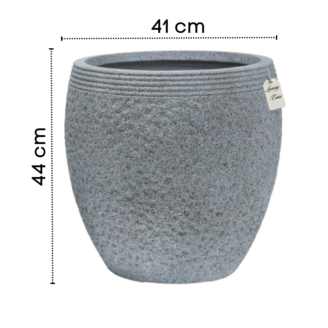 Textured Stone Ribbed Planter – Modern Decorative Pot - Medium Luxury Casa