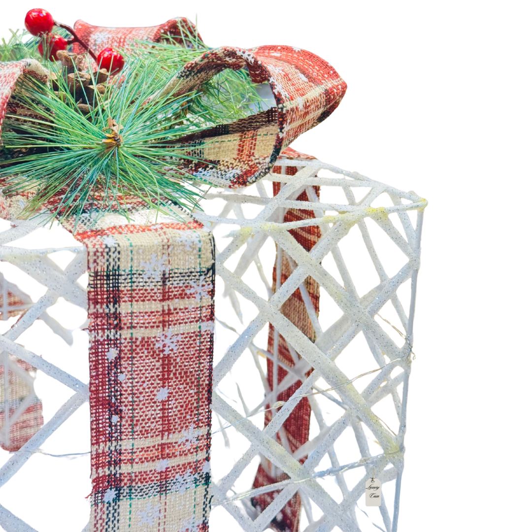 White Plaid LED Gift Box Set Luxury Casa