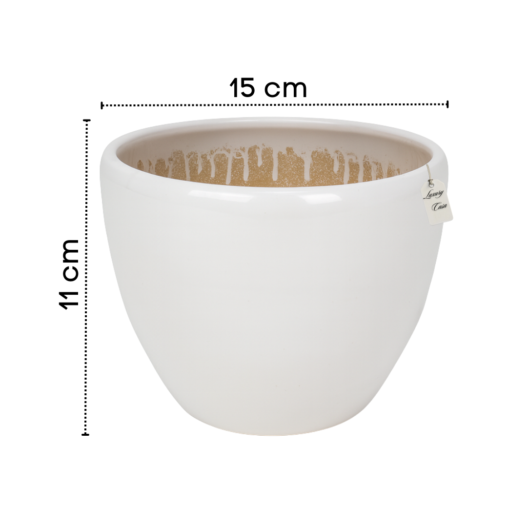 Glossy Round Planter – Modern Decorative Pot - Small Luxury Casa