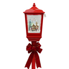 Christmas Musical Tall Red Lamp Post with Snowfall Luxury Casa