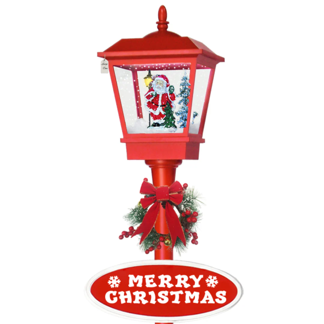 Christmas Lamp Post with Lantern & Snow Scene Luxury Casa