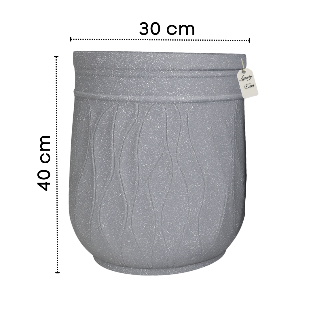 Engraved Wave Design Planter – Modern Decorative Pot - Medium Luxury Casa
