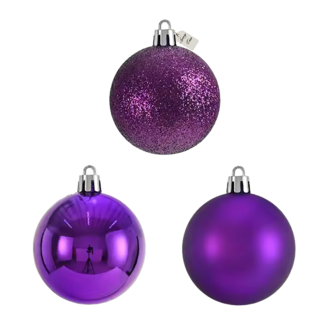 Christmas Baubles Ornaments Set – 24 pcs (8 cm, Glitter, Glossy & Matte Christmas Tree Decorations) Luxury Casa