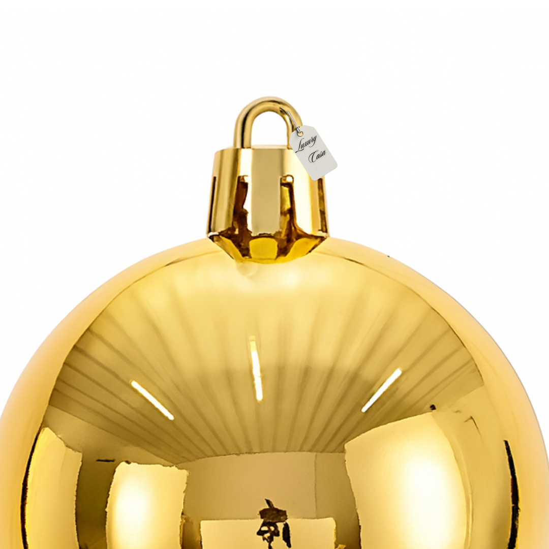 Gold Christmas Bauble Ornament – 12 cm (Glossy Shatterproof Decoration) Luxury Casa