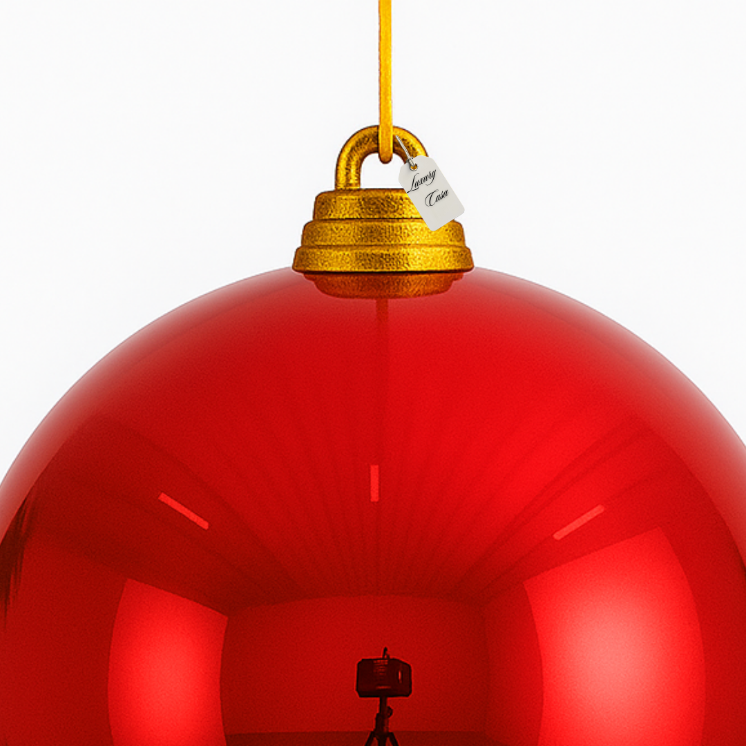 Red Christmas Bauble Ornament – 40 cm (Glossy Shatterproof Extra-Large Decoration) Luxury Casa